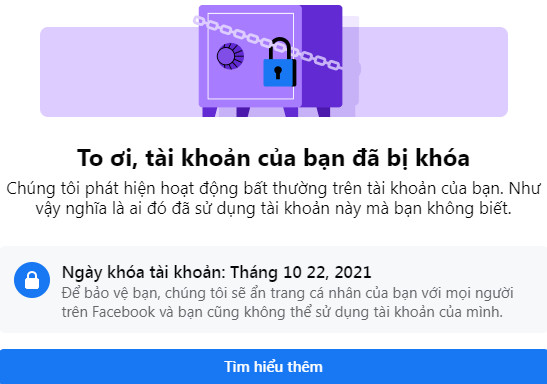 Tài khoản Facebook đã bị khóa