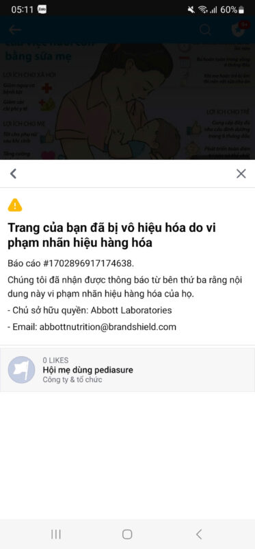 Nguyên nhân khiến Group Facebook bị vô hiệu hóa do vi phạm bản quyền thương hiệu.