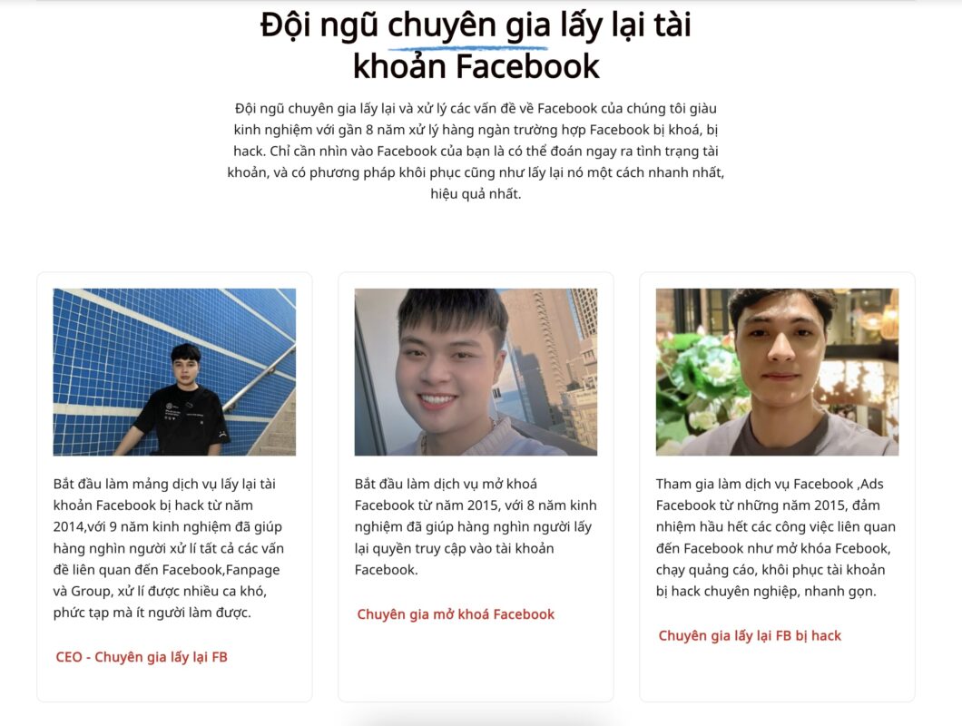 Đội ngũ chuyên gia giàu kinh nghiệm làm dịch vụ Facebook