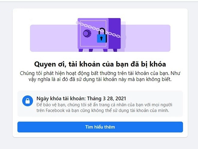 Tải khoản FB của khách bị khoá 956