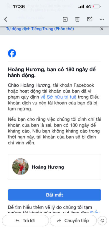 Nguyên nhân khiến Facebook bị đình chỉ 180 ngày.