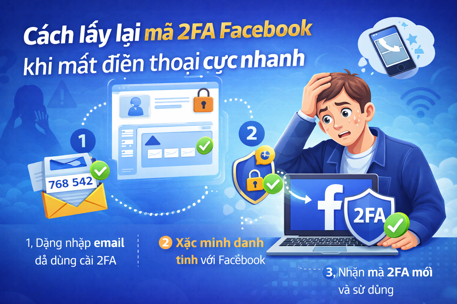 Cách lấy lại mã 2FA Facebook khi mất điện thoại cực nhanh