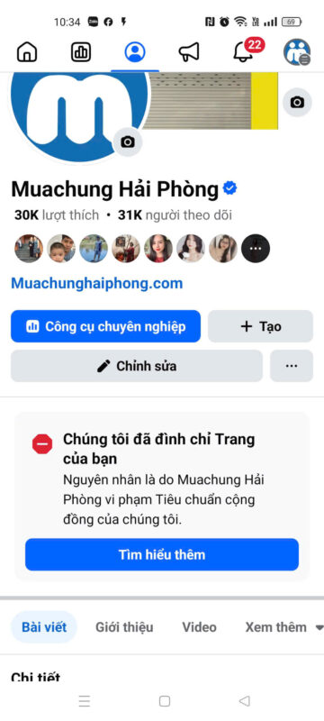 Dấu hiệu khi Fanpage Facebook bị đình chỉ huỷ đăng.
