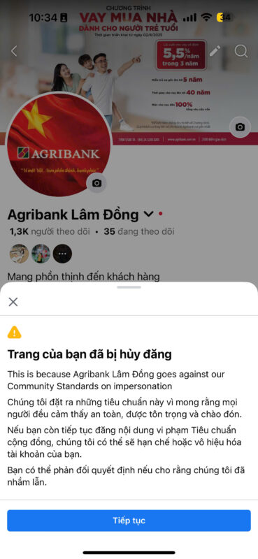 Fanpage bị chuyển sang trạng thái “Chưa đăng” (Unpublished)