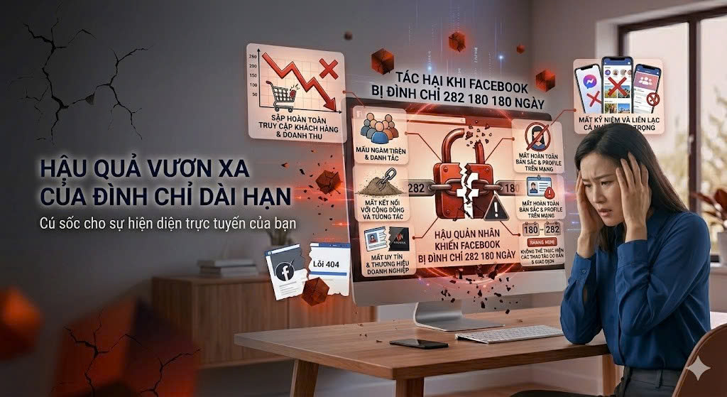 Tác hại khi Facebook bị đình chỉ 282 180 ngày.