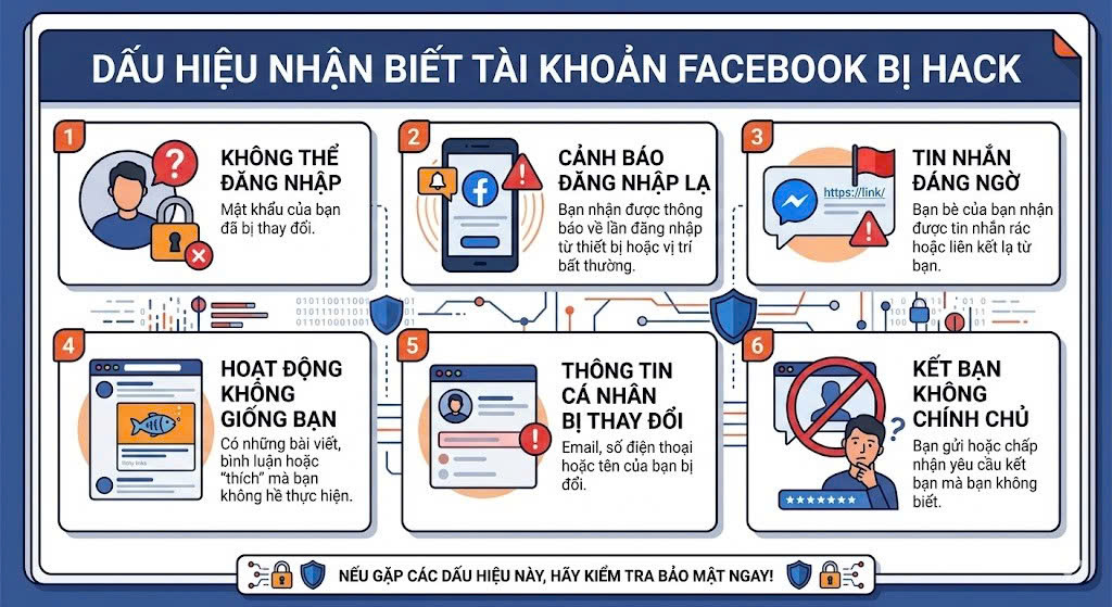 Dấu hiệu khi Facebook bị hack.