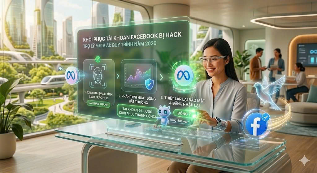 Cách lấy lại Facebook bị hack bằng Meta AI 2026.