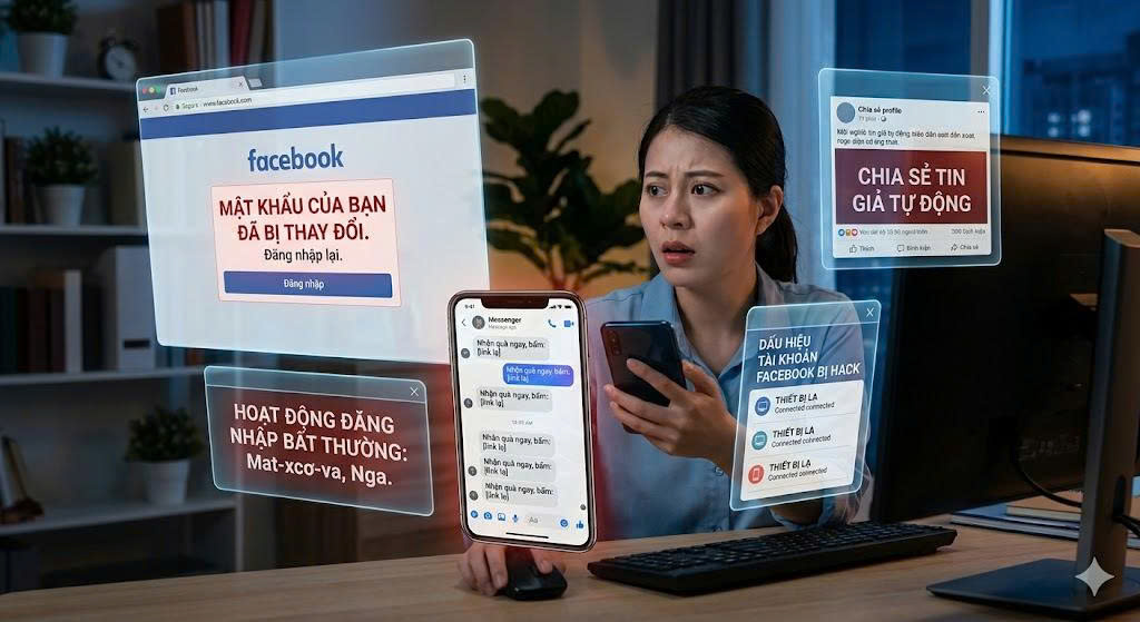 Dấu hiệu khi Facebook bị hack.