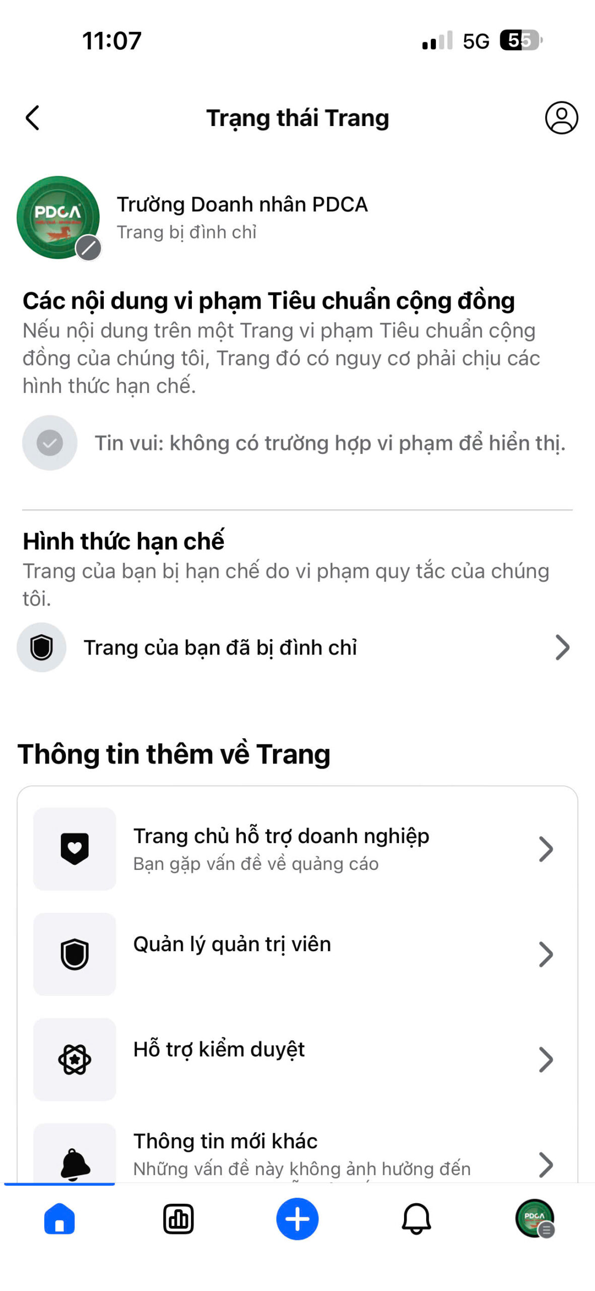 Cảnh báo trên Trang.