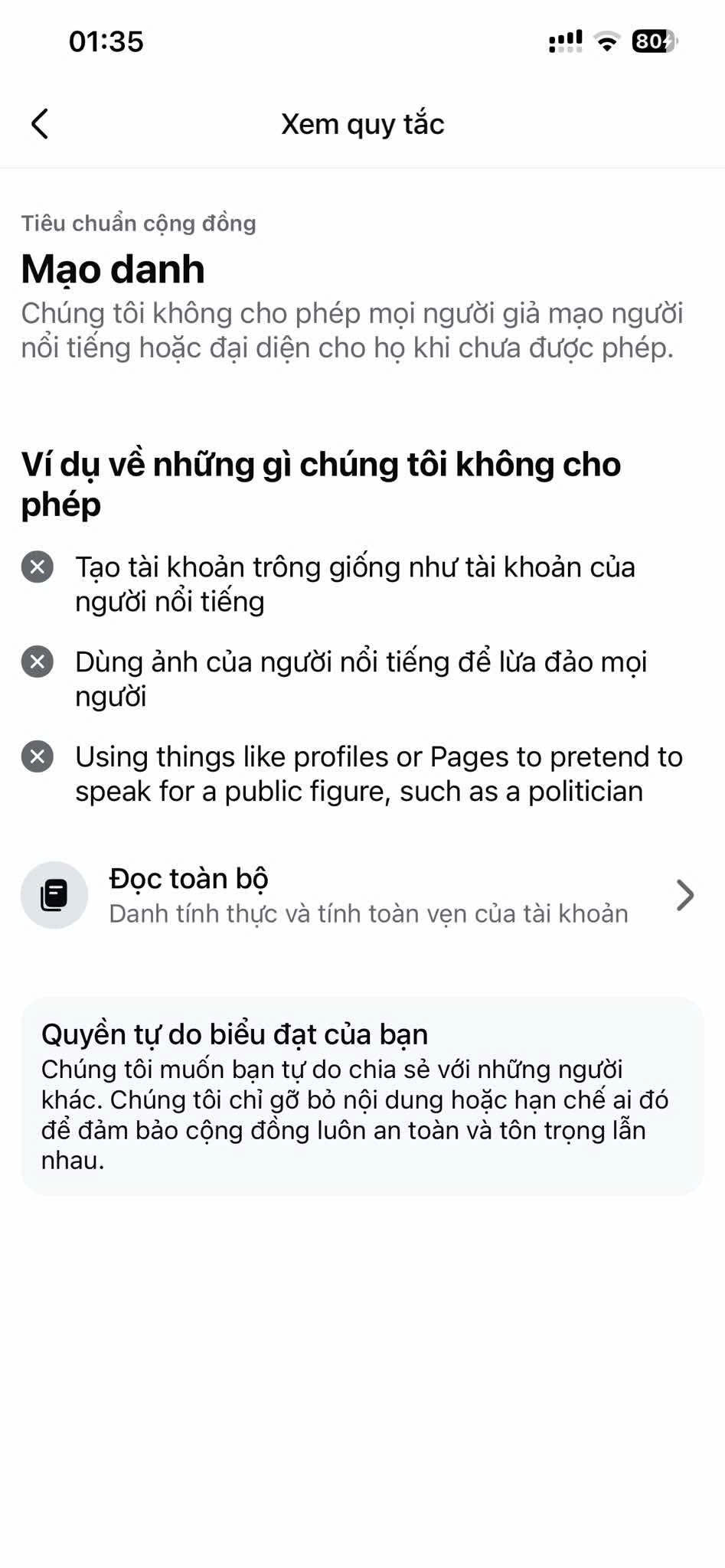 Thông báo trong hộp thư hỗ trợ.